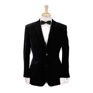 Richard James Black Velvet Smoking Dinner Jacket 2-Btn Blazer 40S